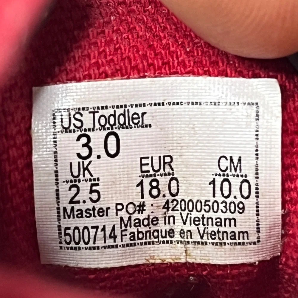Vans Toddler Authentic Red Canvas Lace Up Sneakers Shoes Size 3 Toddler